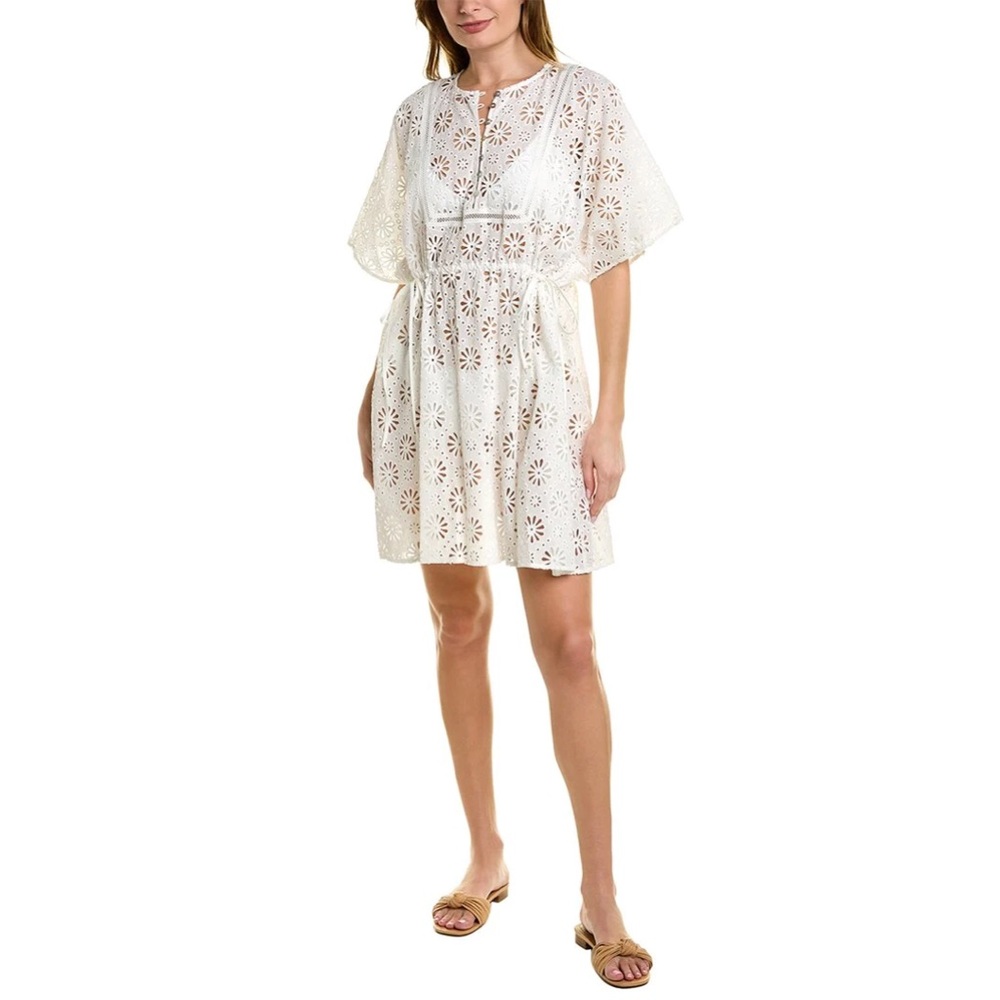 NWT Shoshanna Eyelet Caftan Mini Dress White XS